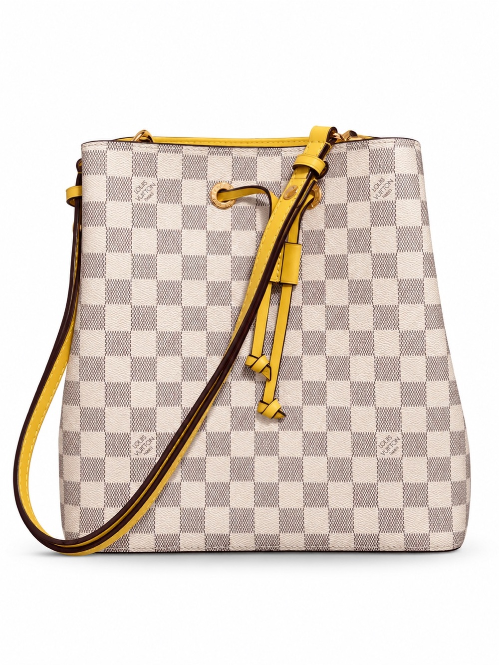 Louis Vuitton Damier Azur Drawstring Shoulder Bag with Yellow Trim